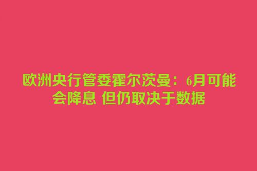 欧洲央行管委霍尔茨曼：6月可能会降息 但仍取决于数据