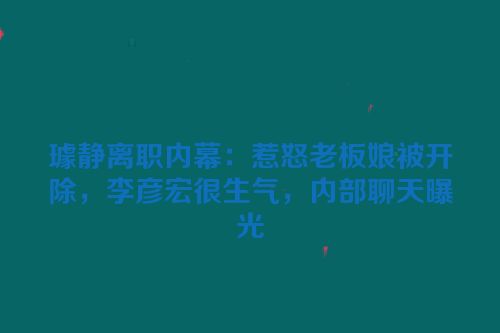 璩静离职内幕：惹怒老板娘被开除，李彦宏很生气，内部聊天曝光