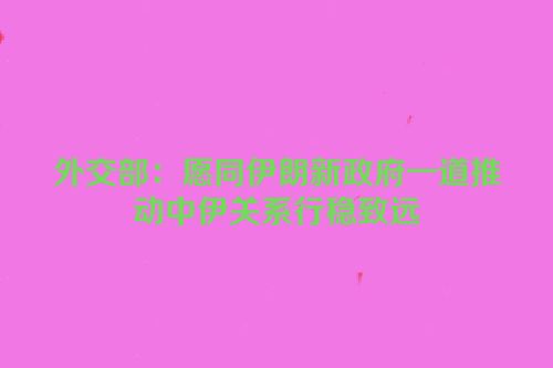外交部：愿同伊朗新政府一道推动中伊关系行稳致远
