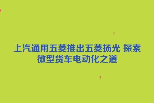 上汽通用五菱推出五菱扬光 探索微型货车电动化之道