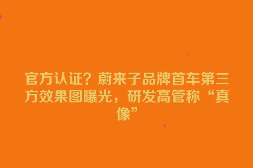 官方认证？蔚来子品牌首车第三方效果图曝光，研发高管称“真像”