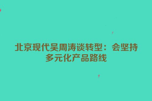 北京现代吴周涛谈转型：会坚持多元化产品路线