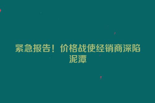 紧急报告！价格战使经销商深陷泥潭