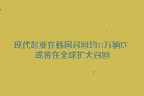 现代起亚在韩国召回约17万辆EV 或将在全球扩大召回