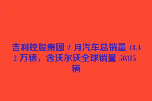 吉利控股集团 2 月汽车总销量 18.42 万辆，含沃尔沃全球销量 50315 辆