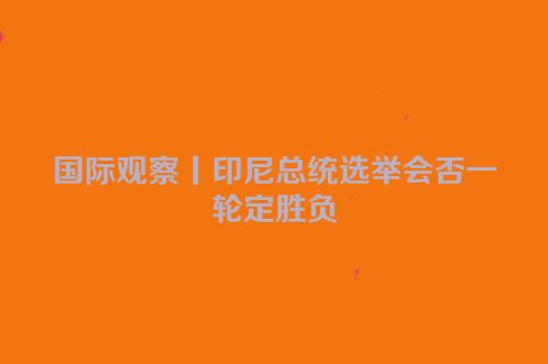 国际观察丨印尼总统选举会否一轮定胜负