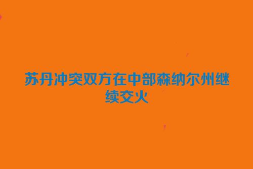 苏丹冲突双方在中部森纳尔州继续交火