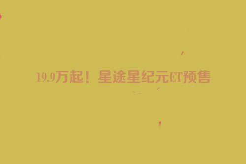 19.9万起！星途星纪元ET预售