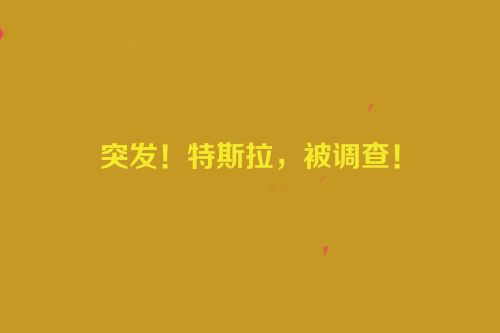 突发！特斯拉，被调查！