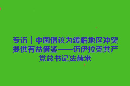 专访｜中国倡议为缓解地区冲突提供有益借鉴——访伊拉克共产党总书记法赫米
