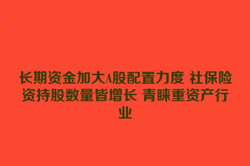 长期资金加大A股配置力度 社保险资持股数量皆增长 青睐重资产行业