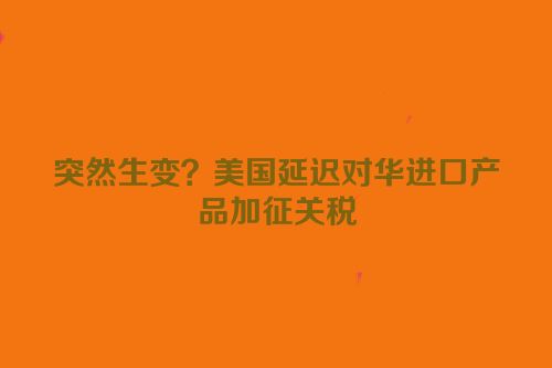 突然生变？美国延迟对华进口产品加征关税