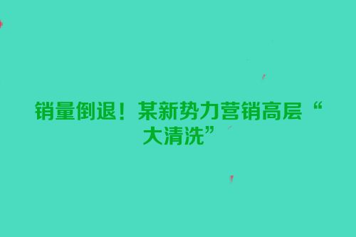 销量倒退！某新势力营销高层“大清洗”