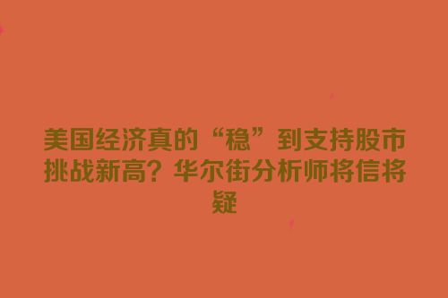 美国经济真的“稳”到支持股市挑战新高？华尔街分析师将信将疑