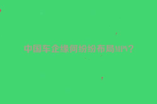 中国车企缘何纷纷布局MPV？