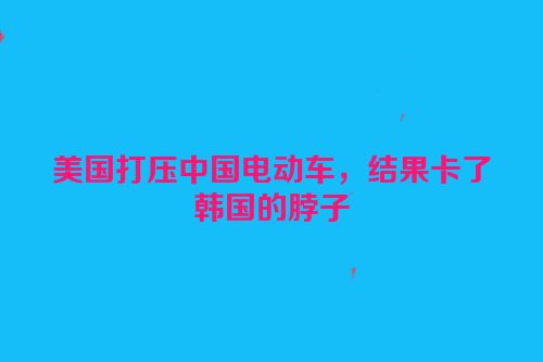 美国打压中国电动车，结果卡了韩国的脖子