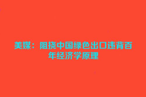 美媒：阻挠中国绿色出口违背百年经济学原理