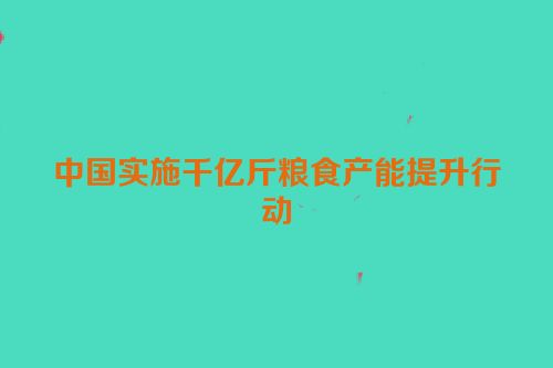 中国实施千亿斤粮食产能提升行动