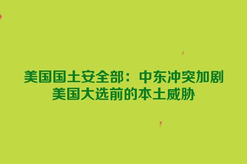 美国国土安全部：中东冲突加剧美国大选前的本土威胁