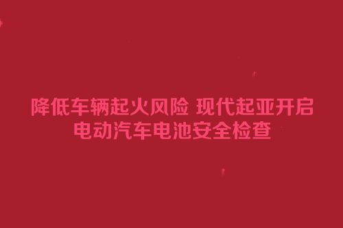 降低车辆起火风险 现代起亚开启电动汽车电池安全检查