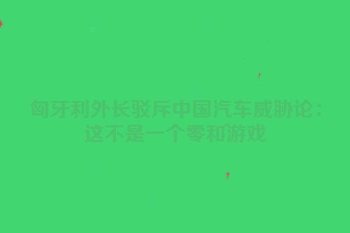 匈牙利外长驳斥中国汽车威胁论：这不是一个零和游戏