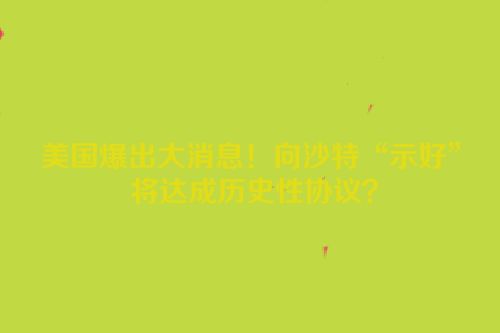 美国爆出大消息！向沙特“示好” 将达成历史性协议？