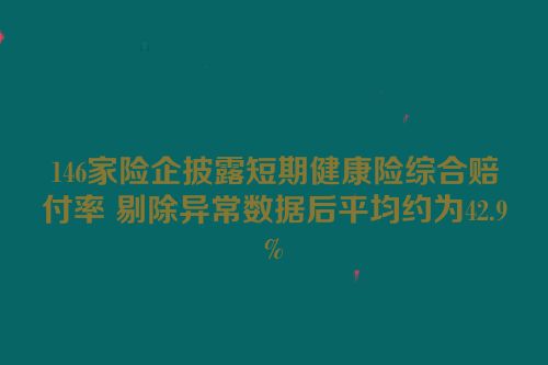 146家险企披露短期健康险综合赔付率 剔除异常数据后平均约为42.9%