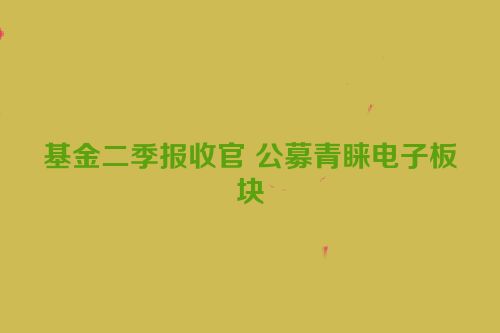 基金二季报收官 公募青睐电子板块
