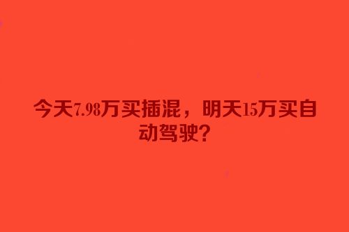 今天7.98万买插混，明天15万买自动驾驶？
