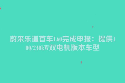 蔚来乐道首车L60完成申报：提供100/240kW双电机版本车型
