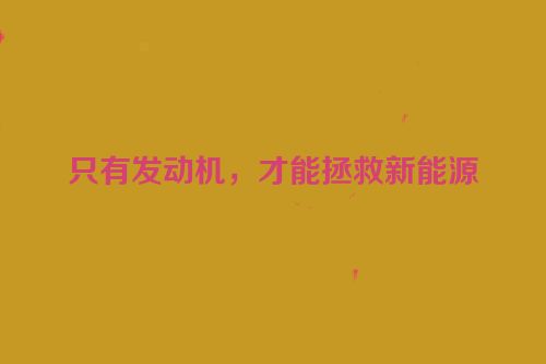 只有发动机，才能拯救新能源
