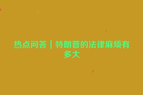 热点问答｜特朗普的法律麻烦有多大