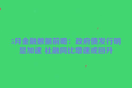 5月金融数据前瞻：政府债发行明显加速 社融同比增速或回升