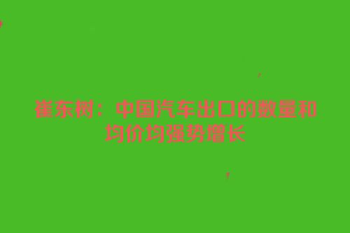 崔东树：中国汽车出口的数量和均价均强势增长