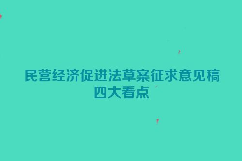 民营经济促进法草案征求意见稿四大看点