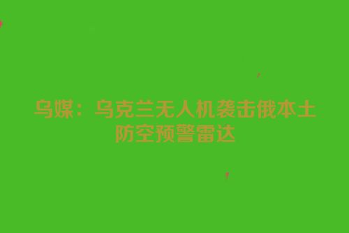 乌媒：乌克兰无人机袭击俄本土防空预警雷达
