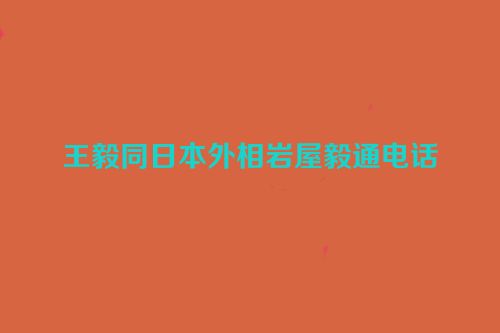 王毅同日本外相岩屋毅通电话