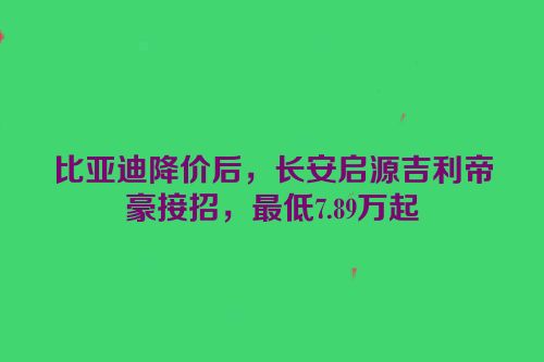 比亚迪降价后，长安启源吉利帝豪接招，最低7.89万起