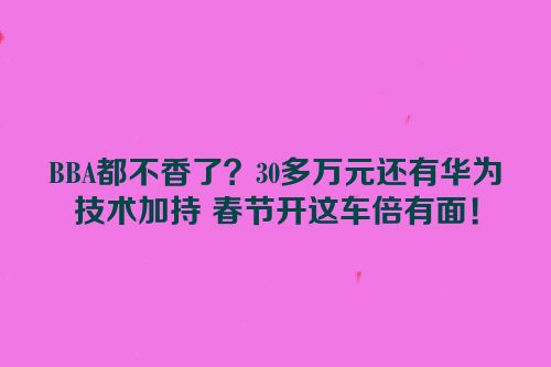BBA都不香了？30多万元还有华为技术加持 春节开这车倍有面！