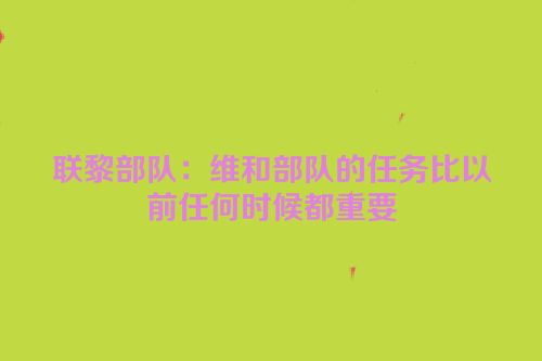 联黎部队：维和部队的任务比以前任何时候都重要