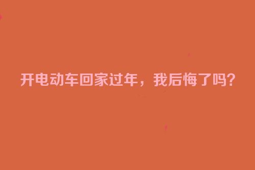 开电动车回家过年，我后悔了吗？