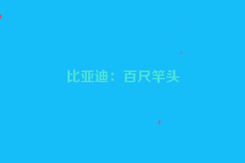 比亚迪：百尺竿头