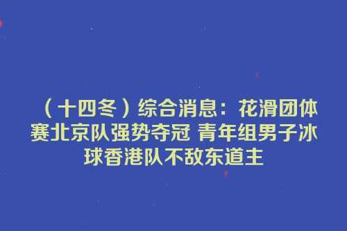 （十四冬）综合消息：花滑团体赛北京队强势夺冠 青年组男子冰球香港队不敌东道主