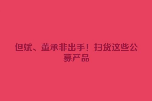 但斌、董承非出手！扫货这些公募产品