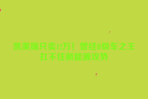 凯美瑞只卖12万！曾经B级车之王扛不住新能源攻势