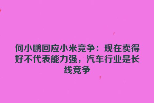何小鹏回应小米竞争：现在卖得好不代表能力强，汽车行业是长线竞争