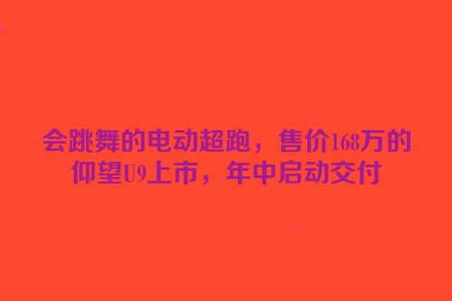 会跳舞的电动超跑，售价168万的仰望U9上市，年中启动交付