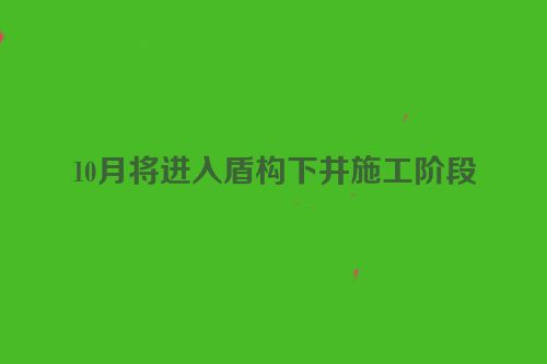 10月将进入盾构下井施工阶段