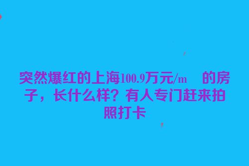 突然爆红的上海100.9万元/m²的房子，长什么样？有人专门赶来拍照打卡