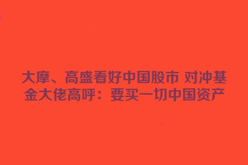 大摩、高盛看好中国股市 对冲基金大佬高呼：要买一切中国资产